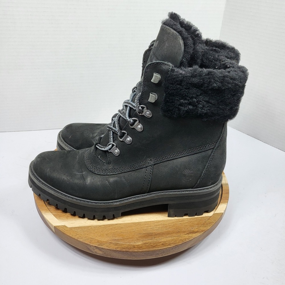 Timberland Courmayeur Valley Boots Womens 8 Black Good Shearling Nubuck A2947